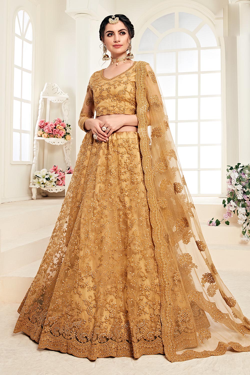 golden lehenga look