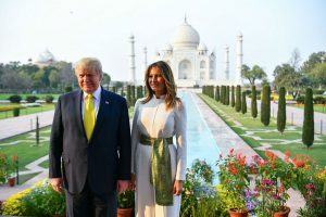 Donald Trump and Melania Trump at taj Mahal